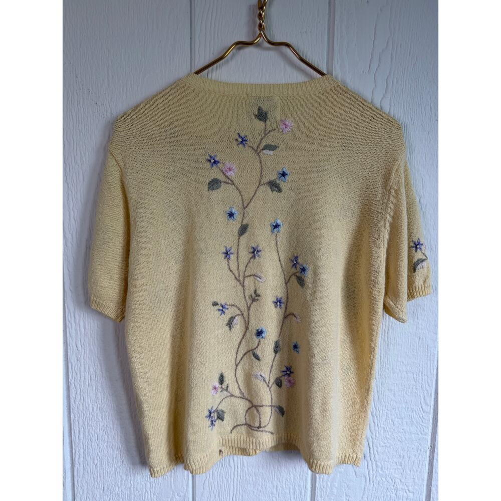 Vintage Christopher & Banks Hand Embroidered Floral Cardigan Sweater Medium - Picture 6 of 7